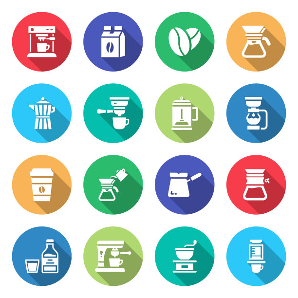 咖啡相关矢量图标的简单设置。符号集合。图片下载