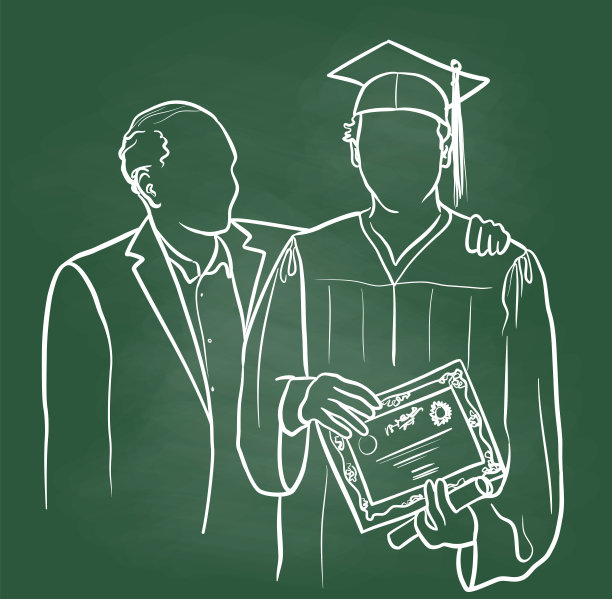 带着爸爸自豪的黑板参加毕业典礼图片下载