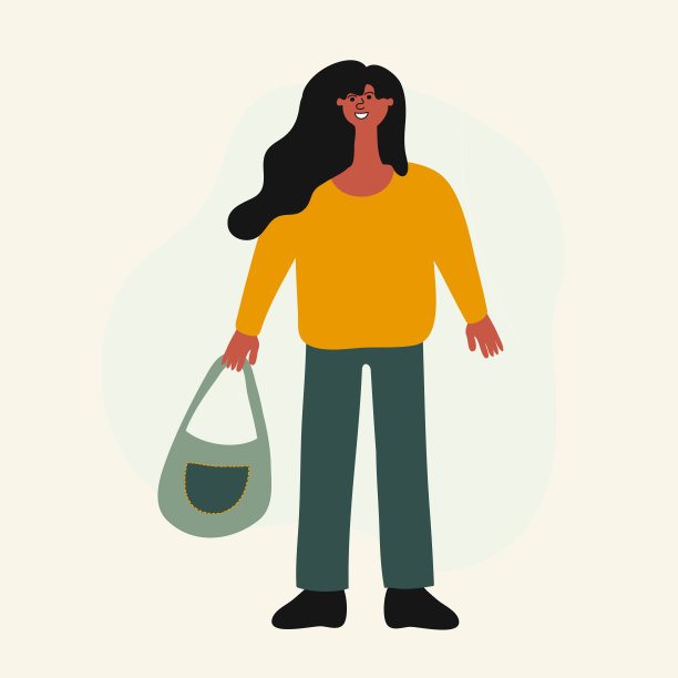 年轻的女人，卡通风格矢量插图图片下载