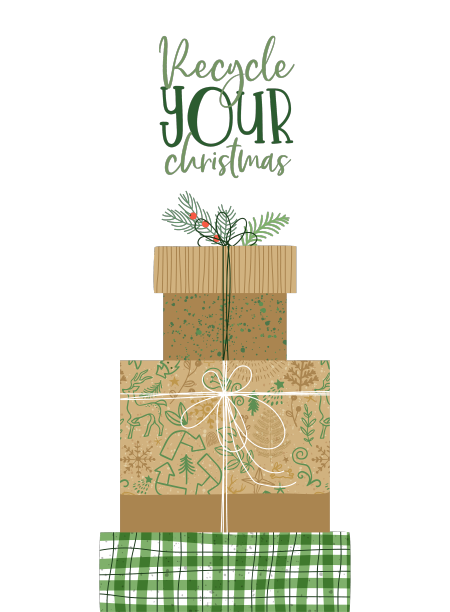 圣诞快乐生态友好礼盒自然卡图片下载