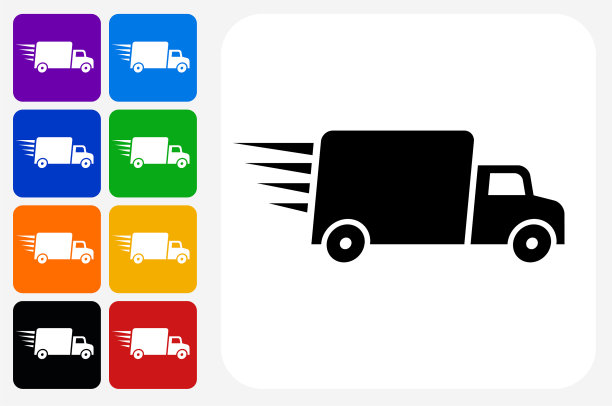 送货卡车图标广场按钮设置图片下载