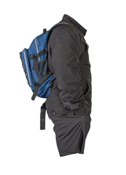 背包，短裤，夏季夹克孤立在白色背景。图片下载