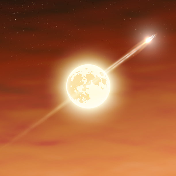 月亮和飞行火箭的夜空图片下载