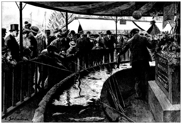 古代形象:在集市上钓鱼图片下载