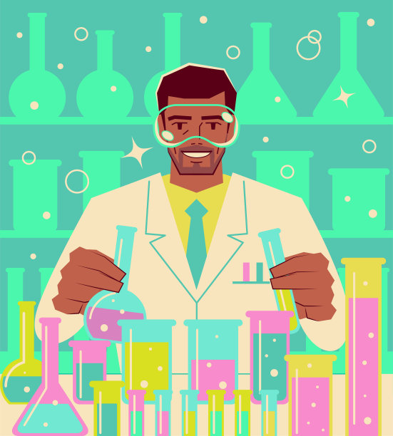 一位自信的中年科学家在实验室里做科学实验图片下载