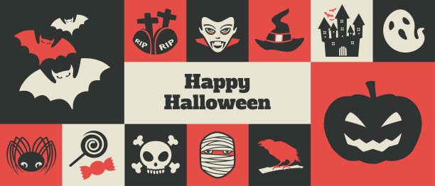 万圣节矢量图标旗帜- v3图片下载