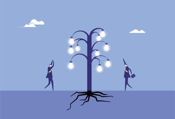 两个商人庆祝智慧之树的丰收图片下载