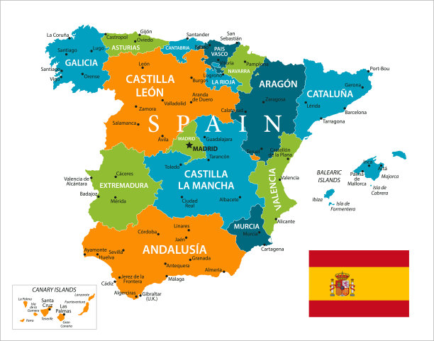 西班牙地图-矢量图片下载