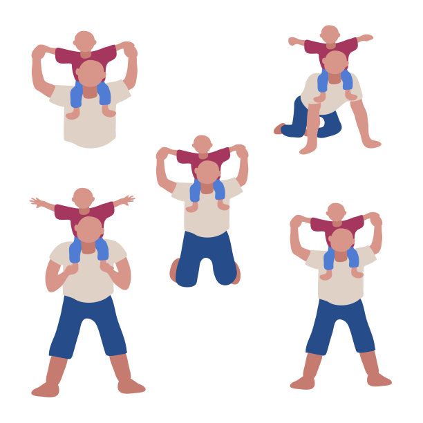 爸爸在玩儿童剪贴画。父亲和孩子玩耍图片下载