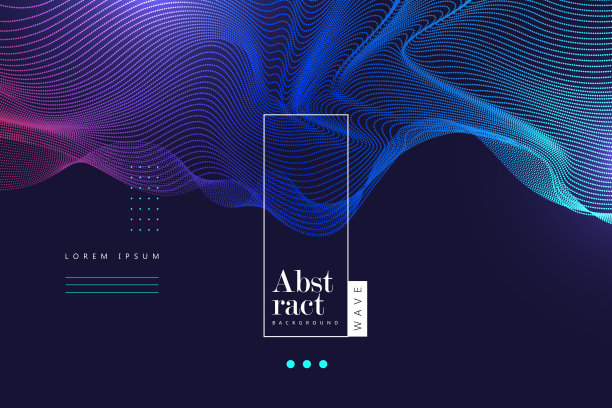 动态粒子声波在黑暗中流动。模糊的灯光向量抽象的背景。美丽的波浪状发光点阵列。图片下载