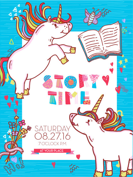 故事时间庆祝邀请设计模板与快乐的事情。图片下载