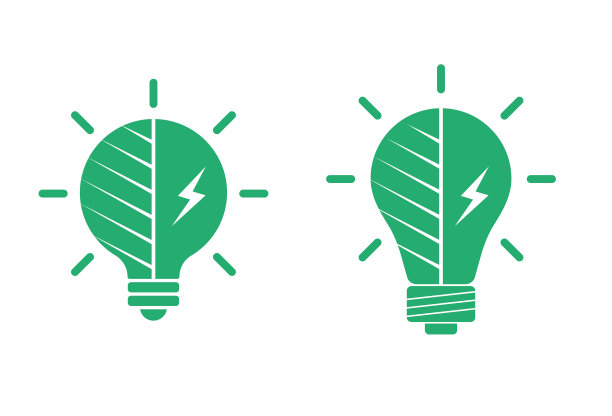 电灯，绿叶，闪电图标。图片下载