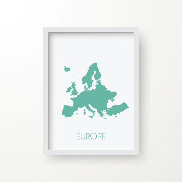 欧洲地图在框架上的白色背景图片下载