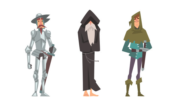 中世纪的武士或骑士，身穿盔甲，手持长剑图片下载