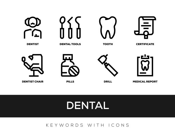 牙科关键词和图标图片下载