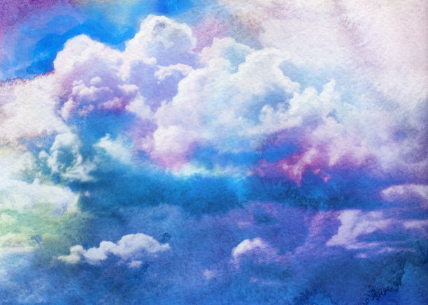 夏天阴天，水彩画图片下载