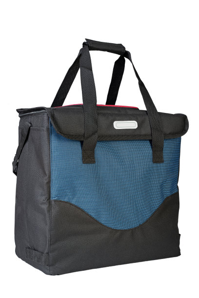 白色背景上的保温袋，特写。食品运输。图片下载