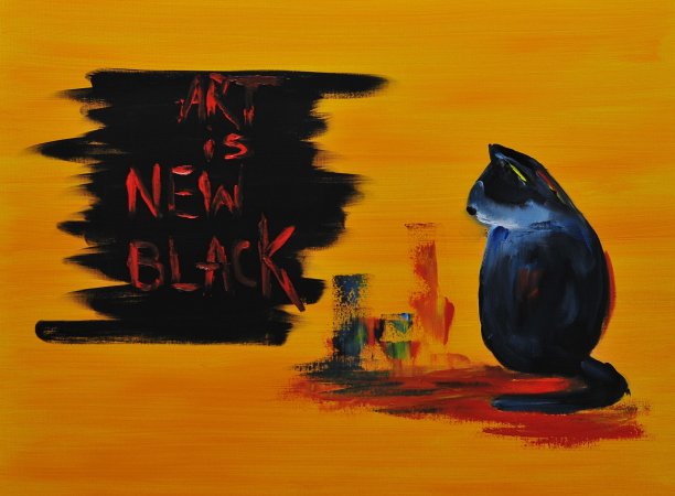 抽象的猫看符号艺术是新黑人当代艺术绘画图片下载