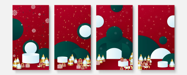 圣诞新年故事模板用红色图片下载