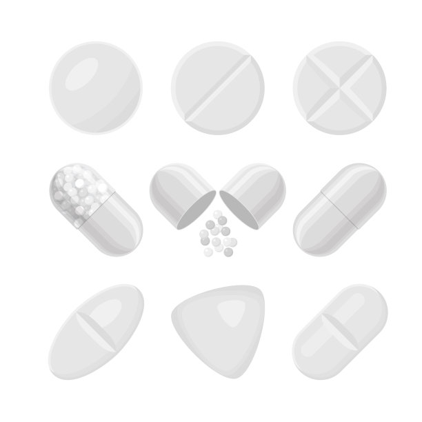 药片和药物白色现实图标设置图片下载