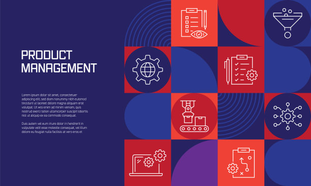 与线条图标相关的产品管理设计。简单的轮廓符号图标。图片下载