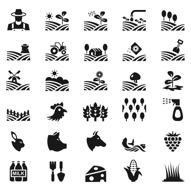 农业和农业图标设置图片下载