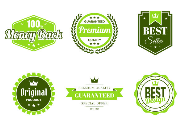 一套绿色徽章和标签-设计元素图片下载