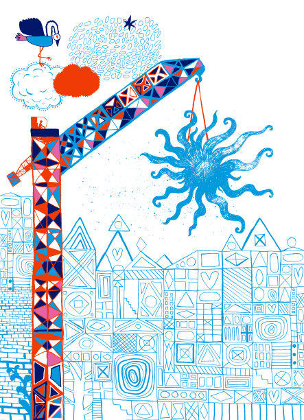 起重机建设光明城市图片下载