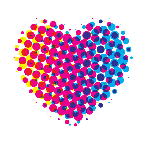 白色背景上的心半色调图片下载