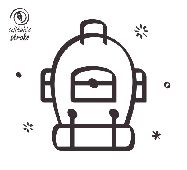 好玩的线插图露营装备图片下载