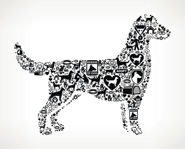 狗剪影狗和狗狗宠物黑色图标图案图片下载