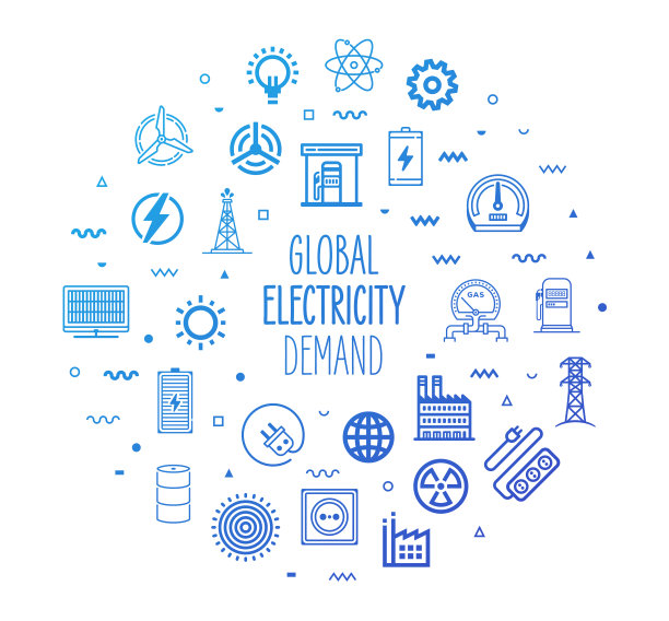 全球电力需求概要风格信息图表设计图片下载