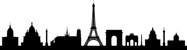 高度详细的巴黎线条轮廓(所有建筑都是完整的和可移动的)图片下载