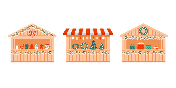 户外圣诞集市和节日市场的礼物图片下载