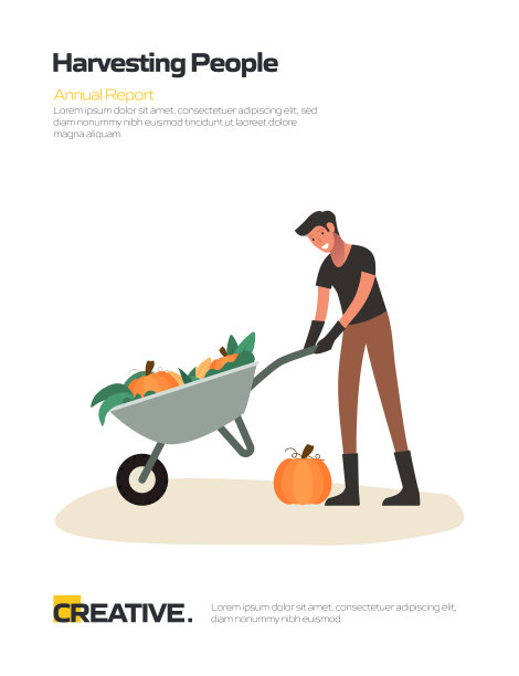 收获人概念平面设计海报，封面和横幅。现代平面设计矢量插图。图片下载