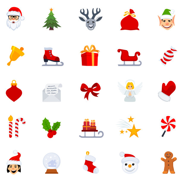 一套圣诞图标。图片下载