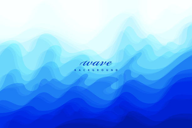 抽象向量蓝色波浪背景。平面设计模板图片下载