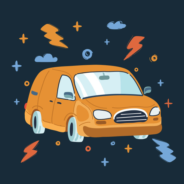 黑暗中黄色的汽车图片下载