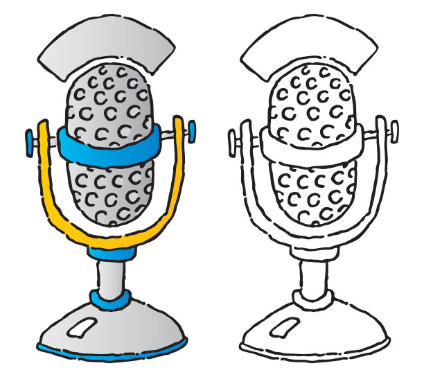 两个麦克风涂鸦图片下载