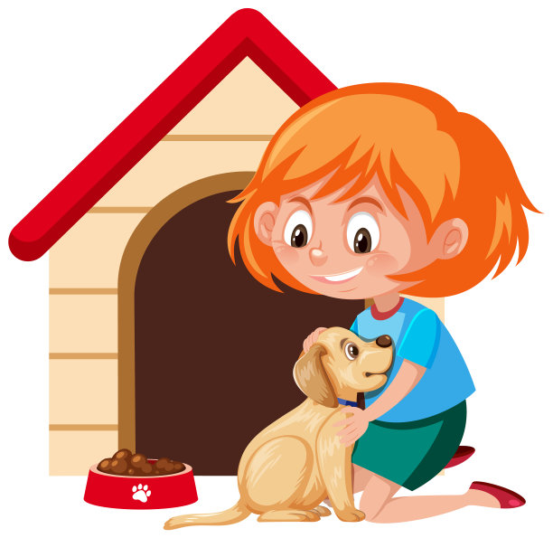 一个女孩正在喂她的小狗图片下载