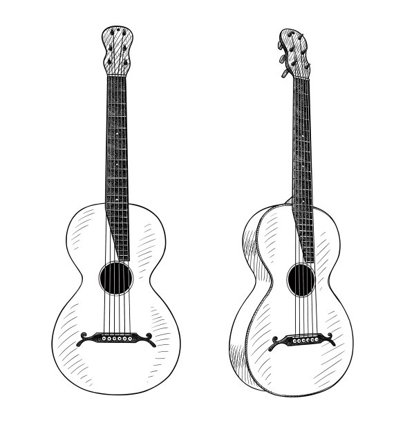一把旧吉他的矢量图图片下载