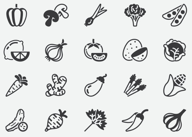 采购产品蔬菜和香草，健康，食物，吃，餐厅像素完美图标图片下载