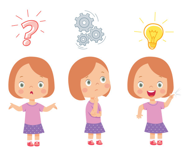 可爱的小女孩思考和寻找想法的过程图片下载