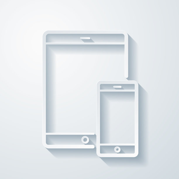 平板电脑和智能手机。空白背景上剪纸效果的图标图片下载