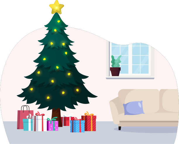 家里有圣诞树和礼物图片下载