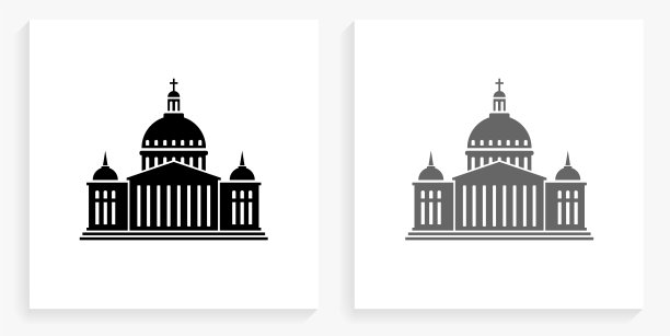 基督教教堂黑白方形图标图片下载