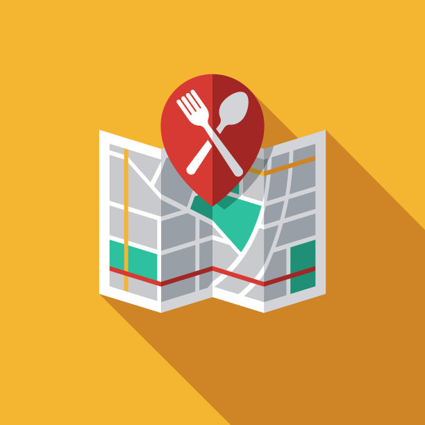 餐厅地图食物交付图标图片下载