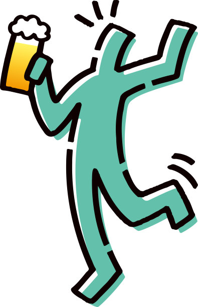 拿着啤酒敬酒的稻草人。手绘矢量数据。图片下载