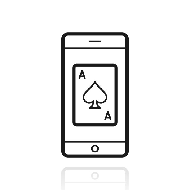 带扑克牌的智能手机。白色背景上反射的图标图片下载