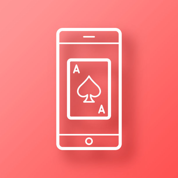 带扑克牌的智能手机。图标在红色背景与阴影图片下载